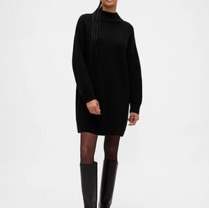 NWT GAP Oversized CashSoft Relaxed Mock Neck Sweater Mini Dress Black XXL Tall